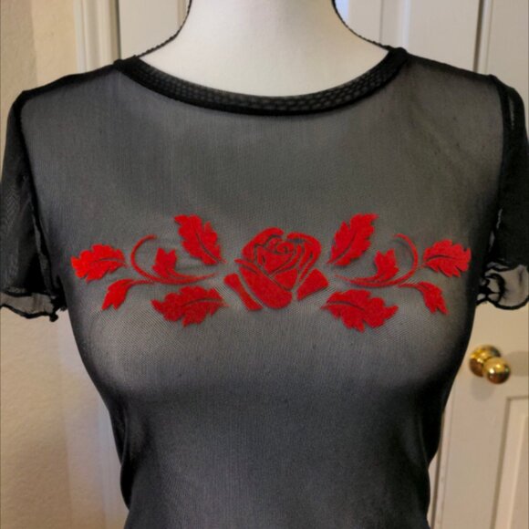 Juniors Bathing Suit Coverup Black Sheer Size Medium Really Cute! - Picture 2 of 4